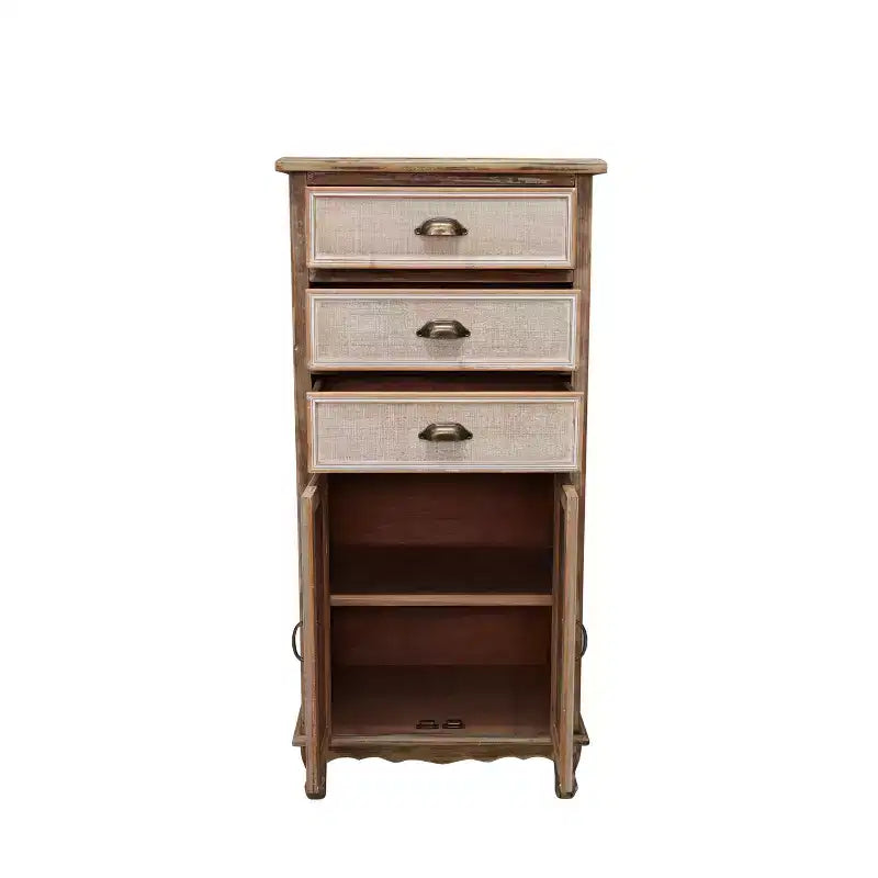 GDFStudio Wrenford Armoire de rangement rustique en bois massif à 3 tiroirs
