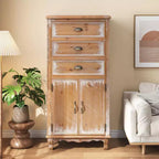 GDFStudio Wrenford Armoire de rangement rustique en bois massif à 3 tiroirs
