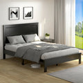 Cadre de lit plateforme double/double/grand lit noir/marron/noyer avec tête de lit haute, 1-2 personnes