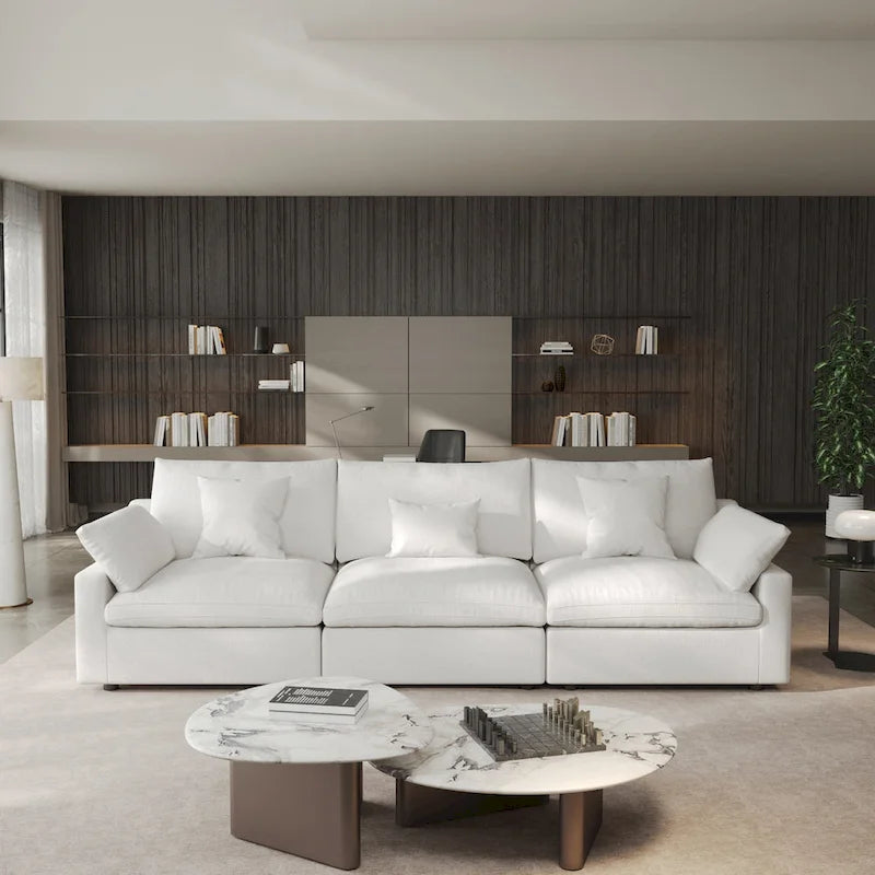 Canapé sectionnel modulaire en lin, 3 places, noir/gris/blanc/kaki