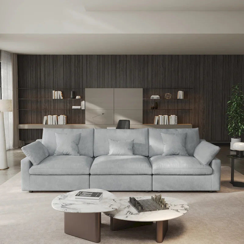 Canapé sectionnel modulaire en lin, 3 places, noir/gris/blanc/kaki