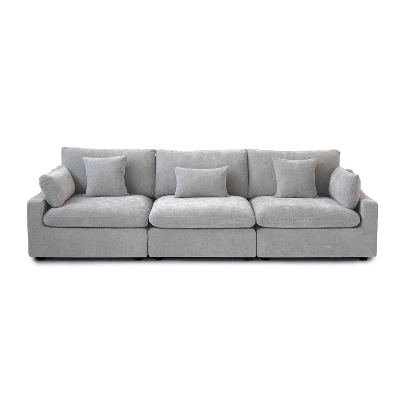 Canapé sectionnel modulaire en lin, 3 places, noir/gris/blanc/kaki