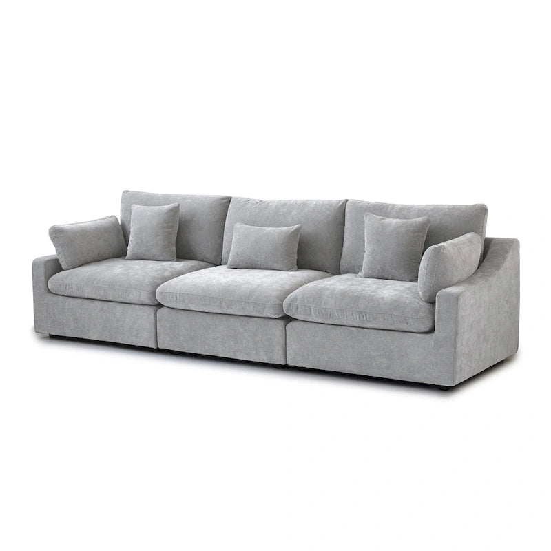 Canapé sectionnel modulaire en lin, 3 places, noir/gris/blanc/kaki
