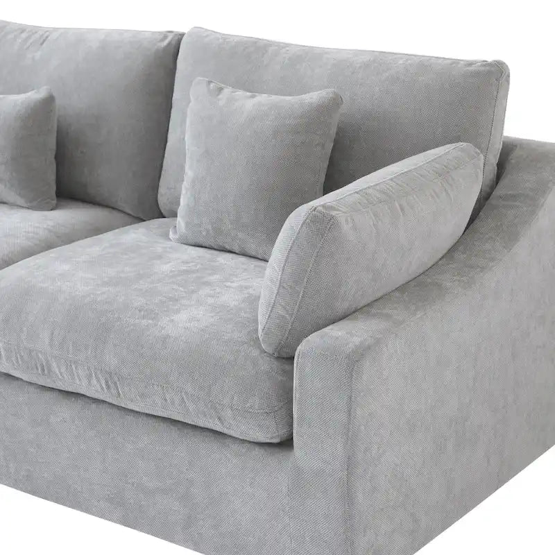 Canapé sectionnel modulaire en lin, 3 places, noir/gris/blanc/kaki