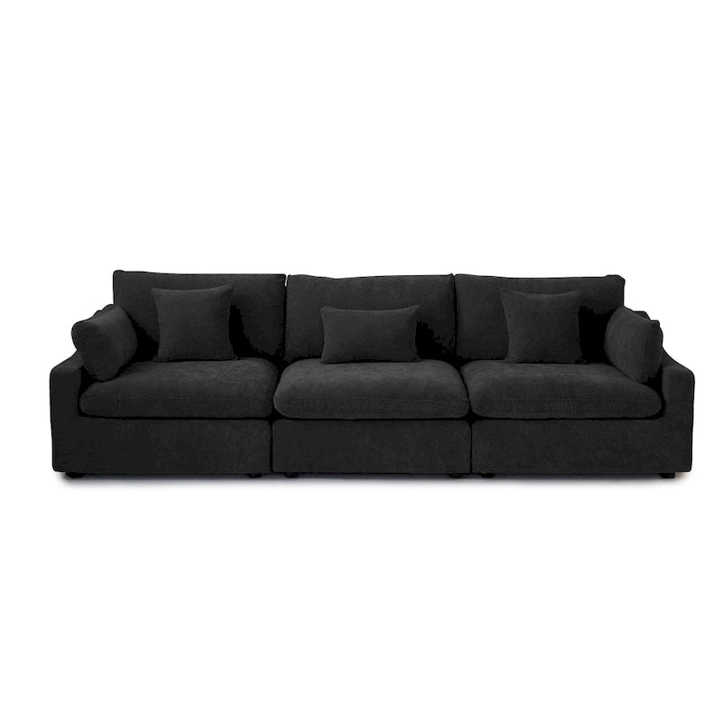 Canapé sectionnel modulaire en lin, 3 places, noir/gris/blanc/kaki