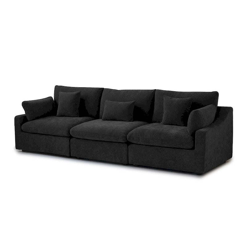 Canapé sectionnel modulaire en lin, 3 places, noir/gris/blanc/kaki