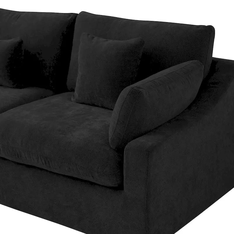 Canapé sectionnel modulaire en lin, 3 places, noir/gris/blanc/kaki