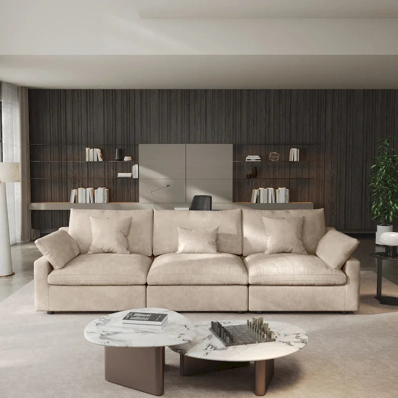 Canapé sectionnel modulaire en lin, 3 places, noir/gris/blanc/kaki