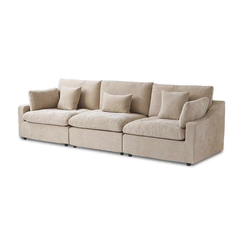 Canapé sectionnel modulaire en lin, 3 places, noir/gris/blanc/kaki
