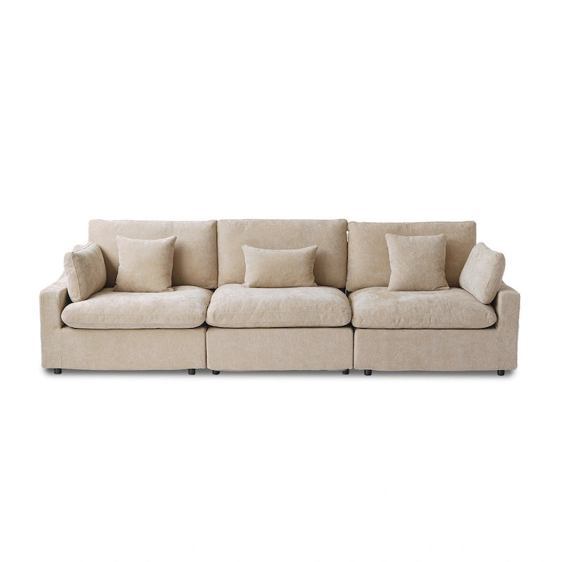 Canapé sectionnel modulaire en lin, 3 places, noir/gris/blanc/kaki