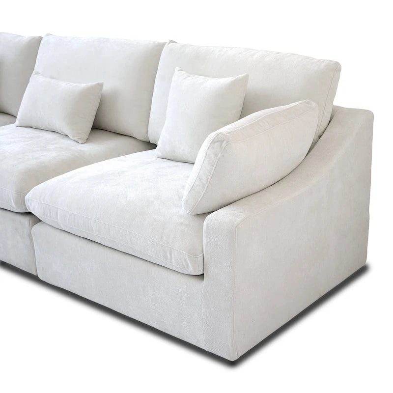 Canapé sectionnel modulaire en lin, 3 places, noir/gris/blanc/kaki