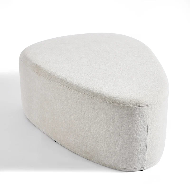 Pouf rembourré triangulaire arrondi – Repose-pieds en tissu, siège unique (bleu / gris / vert / sable clair / gris clair)