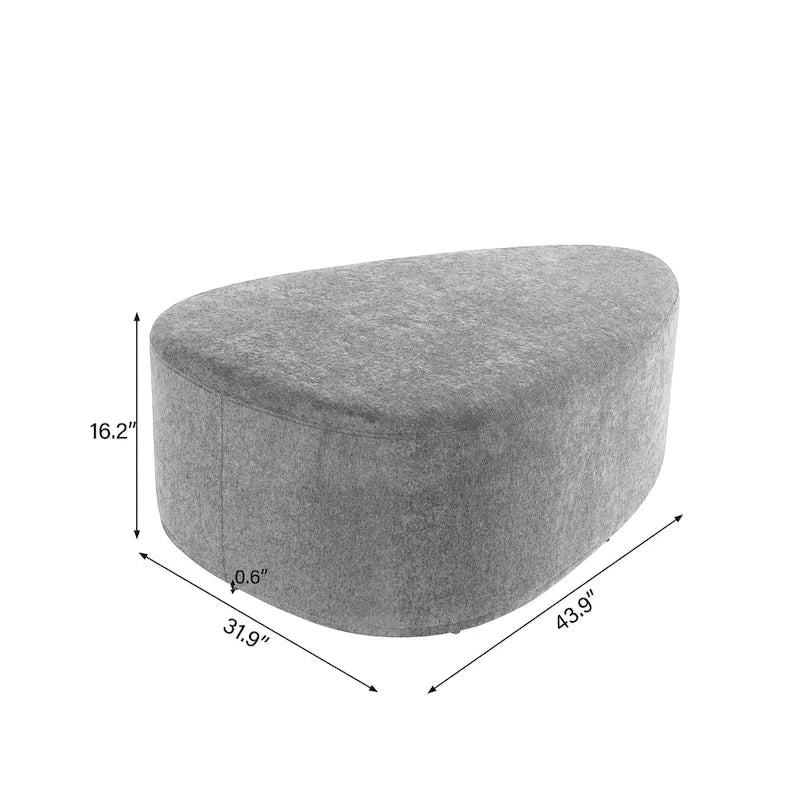 Pouf rembourré triangulaire arrondi – Repose-pieds en tissu, siège unique (bleu / gris / vert / sable clair / gris clair)
