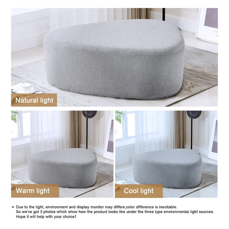 Pouf rembourré triangulaire arrondi – Repose-pieds en tissu, siège unique (bleu / gris / vert / sable clair / gris clair)