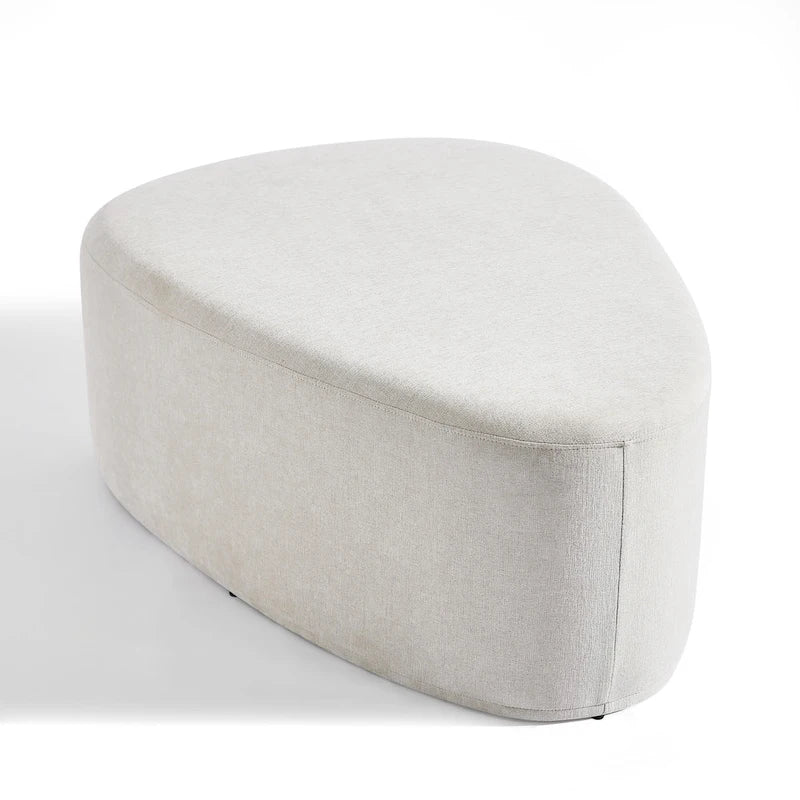 Pouf rembourré triangulaire arrondi – Repose-pieds en tissu, siège unique (bleu / gris / vert / sable clair / gris clair)