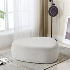 Pouf rembourré triangulaire arrondi – Repose-pieds en tissu, siège unique (bleu / gris / vert / sable clair / gris clair)