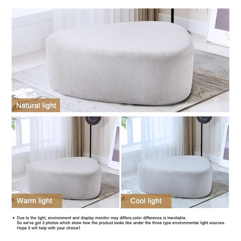 Pouf rembourré triangulaire arrondi – Repose-pieds en tissu, siège unique (bleu / gris / vert / sable clair / gris clair)
