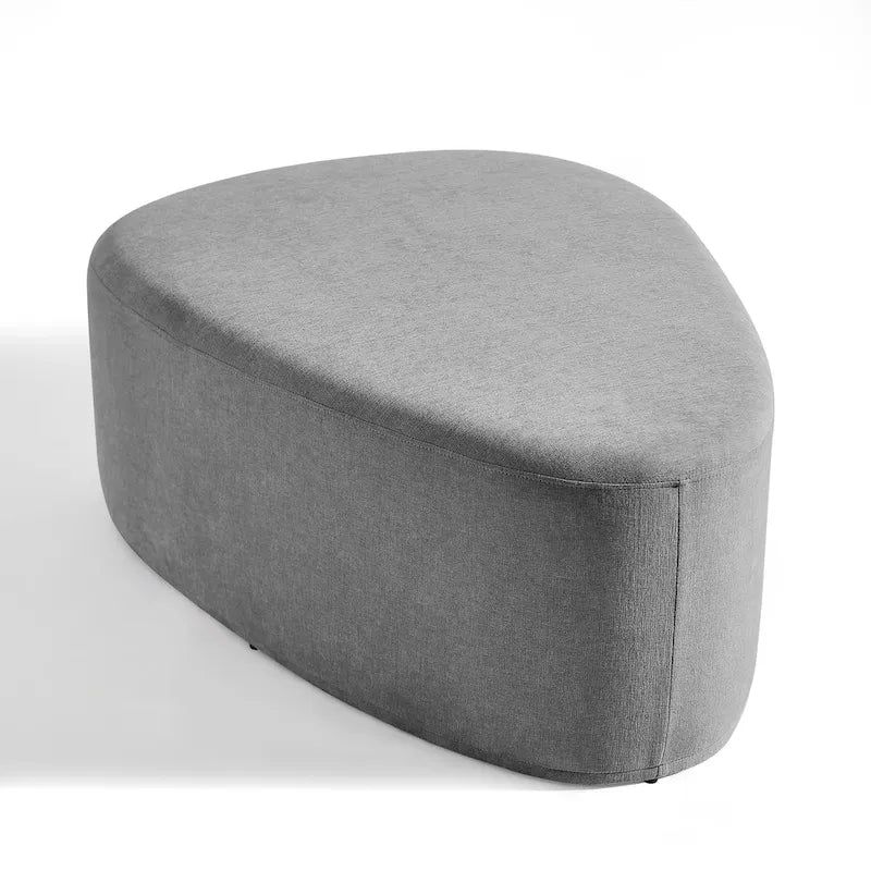 Pouf rembourré triangulaire arrondi – Repose-pieds en tissu, siège unique (bleu / gris / vert / sable clair / gris clair)