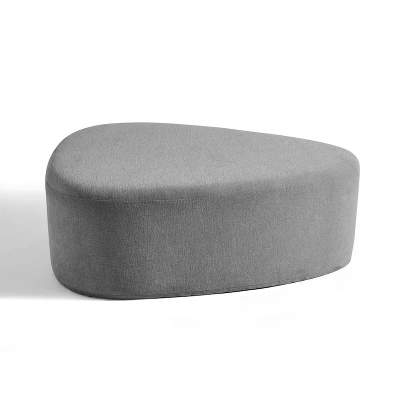 Pouf rembourré triangulaire arrondi – Repose-pieds en tissu, siège unique (bleu / gris / vert / sable clair / gris clair)