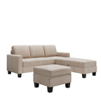 Canapé sectionnel d'angle gris avec pouf de rangement, 6 places