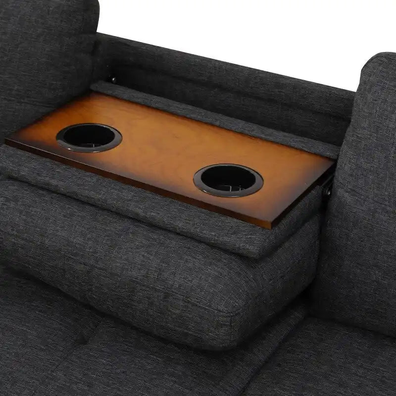 Ensemble canapé 3 pièces en lin noir et gris clouté - Rehaussez le style de votre salon
