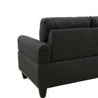 Ensemble canapé 3 pièces en lin noir et gris clouté - Rehaussez le style de votre salon