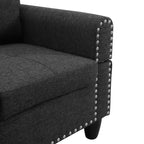 Ensemble canapé 3 pièces en lin noir et gris clouté - Rehaussez le style de votre salon