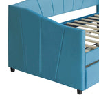 Lit de repos double en velours avec tiroirs de rangement – Beige / Bleu / Gris, assemblage par 2 personnes