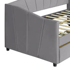 Lit de repos double en velours avec tiroirs de rangement – Beige / Bleu / Gris, assemblage par 2 personnes