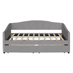Lit de repos double en velours avec tiroirs de rangement – Beige / Bleu / Gris, assemblage par 2 personnes