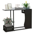 Console de 110,5 cm avec plateau en faux marbre, noir et blanc, et 2 paniers en maille
