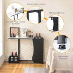 Console de 110,5 cm avec plateau en faux marbre, noir et blanc, et 2 paniers en maille