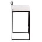 LumiSource Ensemble de 3 tabourets de bar Fuji hauteur comptoir Métal noir/PU blanc