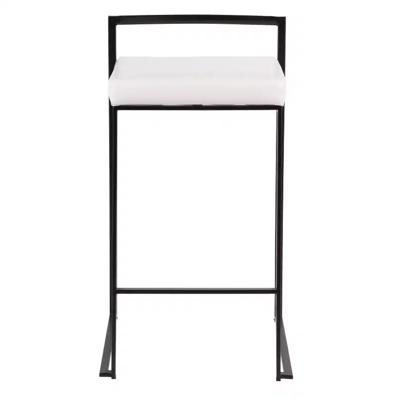 LumiSource Ensemble de 3 tabourets de bar Fuji hauteur comptoir Métal noir/PU blanc