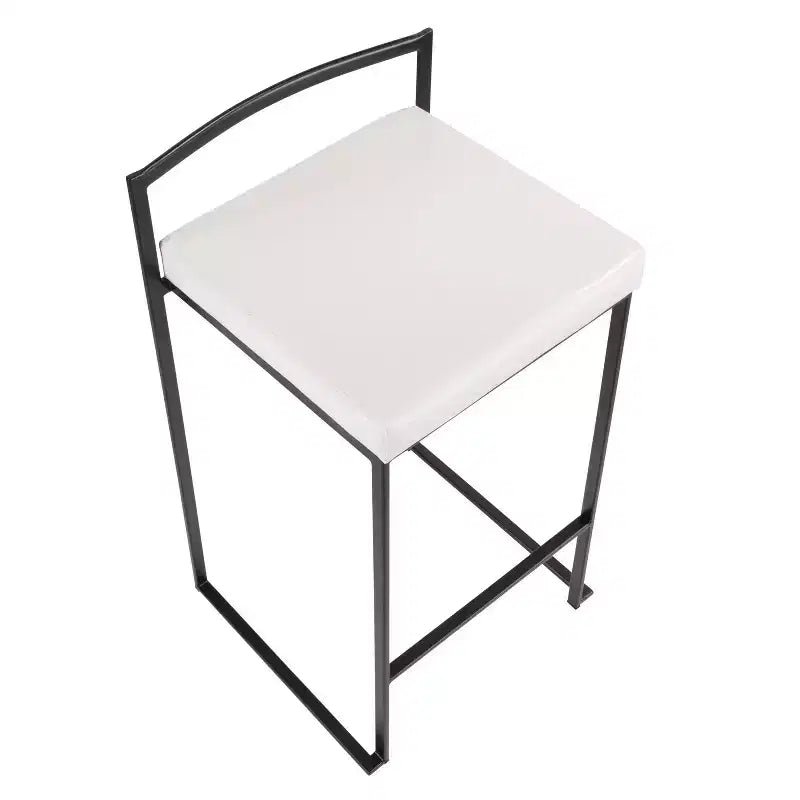LumiSource Ensemble de 3 tabourets de bar Fuji hauteur comptoir Métal noir/PU blanc