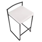 LumiSource Ensemble de 3 tabourets de bar Fuji hauteur comptoir Métal noir/PU blanc