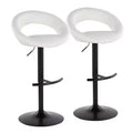 LumiSource Set of 2 Posh Adjustable Barstools Black Metal/White PU