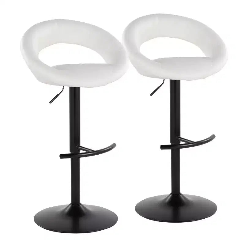 LumiSource Set of 2 Posh Adjustable Barstools Black Metal/White PU