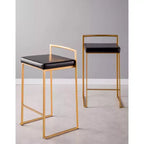 Lot de 3 tabourets de bar à hauteur de comptoir Fuji Stacker de LumiSource, Or/PU noir
