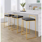 Lot de 3 tabourets de bar à hauteur de comptoir Fuji Stacker de LumiSource, Or/PU noir