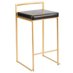 Lot de 3 tabourets de bar à hauteur de comptoir Fuji Stacker de LumiSource, Or/PU noir