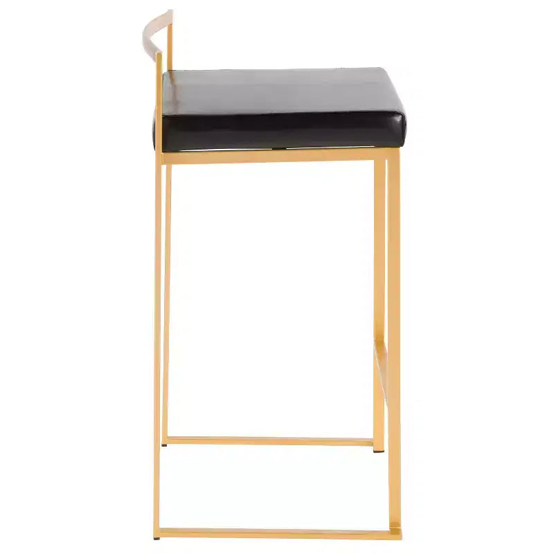 Lot de 3 tabourets de bar à hauteur de comptoir Fuji Stacker de LumiSource, Or/PU noir