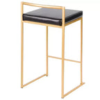Lot de 3 tabourets de bar à hauteur de comptoir Fuji Stacker de LumiSource, Or/PU noir