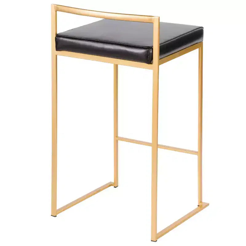 Lot de 3 tabourets de bar à hauteur de comptoir Fuji Stacker de LumiSource, Or/PU noir