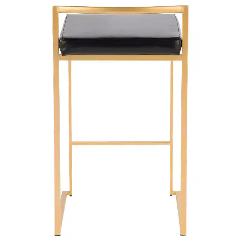 Lot de 3 tabourets de bar à hauteur de comptoir Fuji Stacker de LumiSource, Or/PU noir