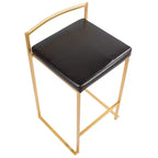 Lot de 3 tabourets de bar à hauteur de comptoir Fuji Stacker de LumiSource, Or/PU noir