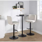 LumiSource Lot de 2 tabourets de bar réglables Henry en métal noir et tissu beige