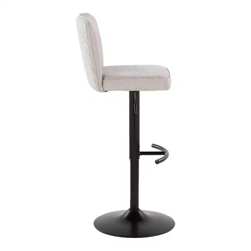 LumiSource Lot de 2 tabourets de bar réglables Henry en métal noir et tissu beige