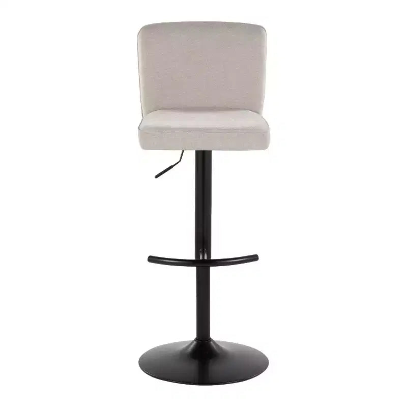 LumiSource Lot de 2 tabourets de bar réglables Henry en métal noir et tissu beige