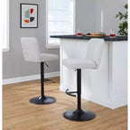 LumiSource Lot de 2 tabourets de bar réglables Henry en métal noir et tissu beige